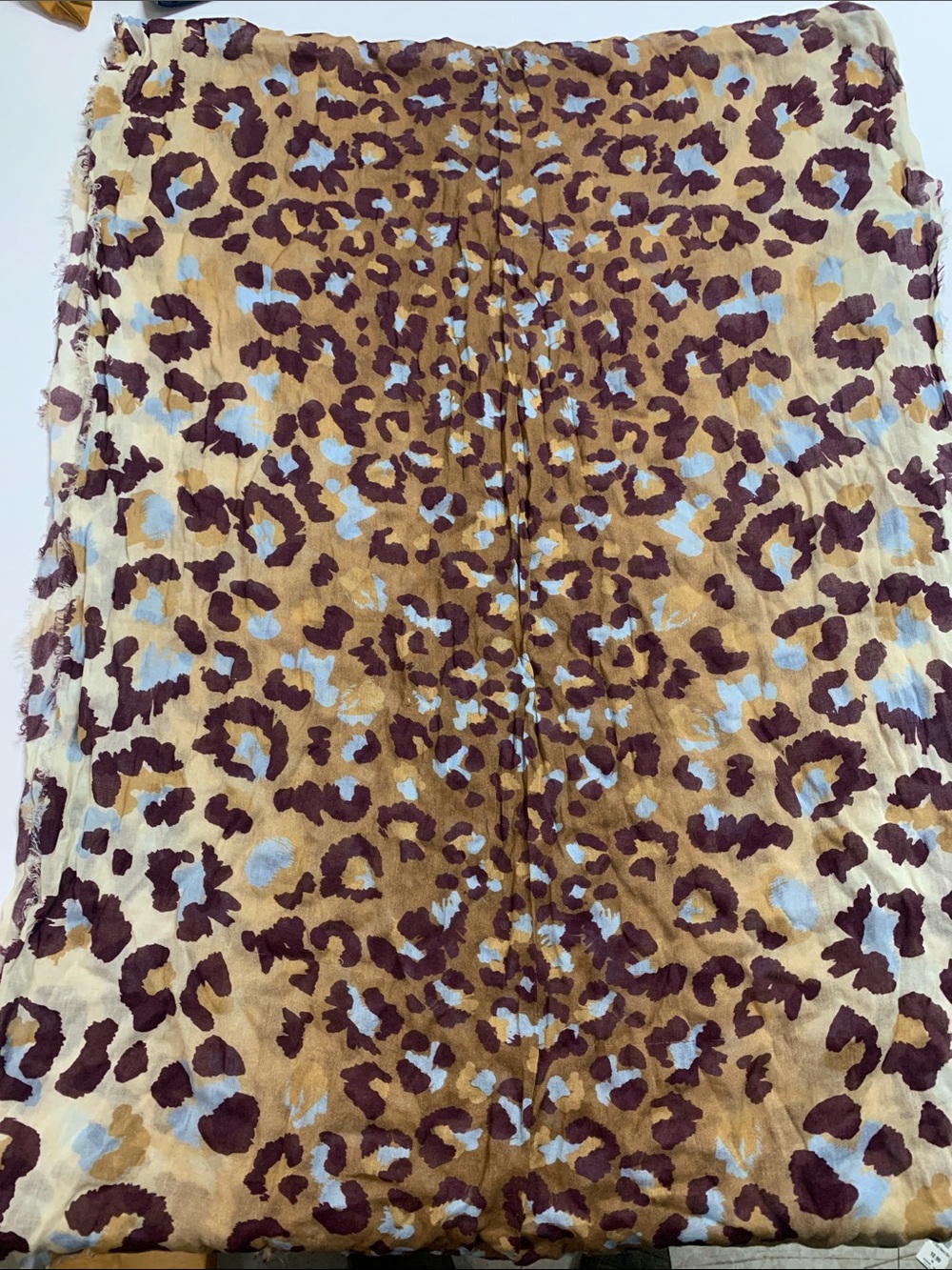 Echo Leopard Print Scarf in Tan, Brown and Light Blue